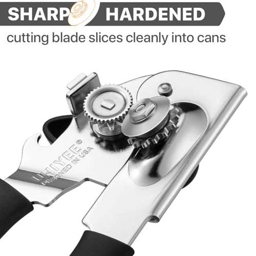 Heavy Duty Hand Can Opener with Comfortable Grip for Seniors (Black)