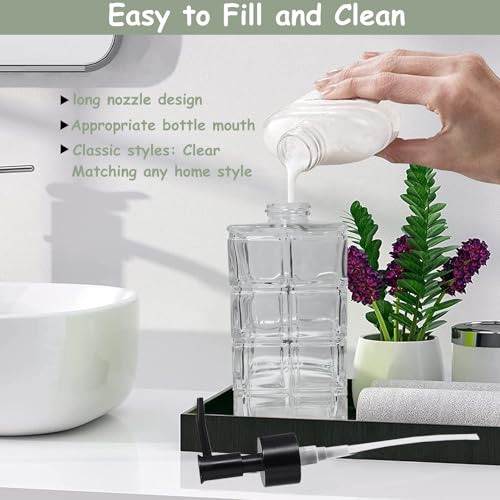 Clear Glass Soap Dispenser with Black Pump (Square Clear)