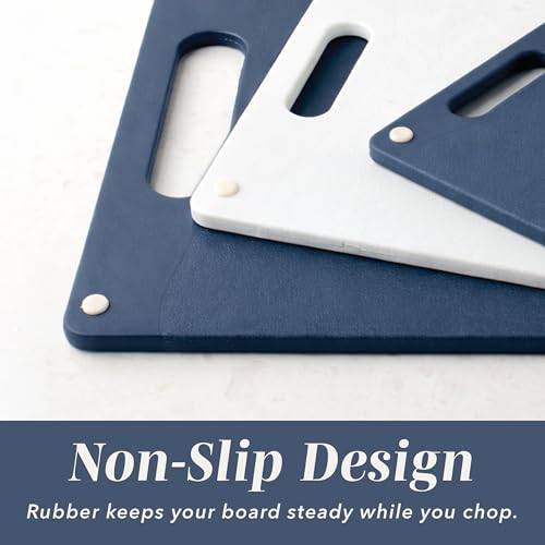 Non Slip Cutting Board Set (3 Cutting Boards / Blue and White Marble)