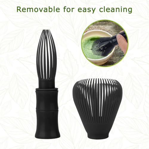 Matcha Whisk Reusable Resin Matcha Whisk Easy to Clean Stirring Tool for Japanese Matcha Green Tea Ceremony (Black)
