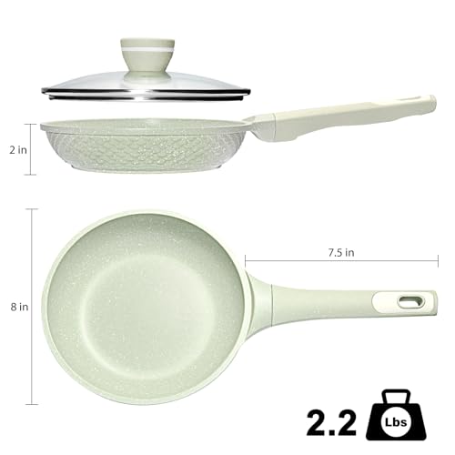 8 Inch Non Stick Frying Pan with Lid (Green-8 inch with Lid)