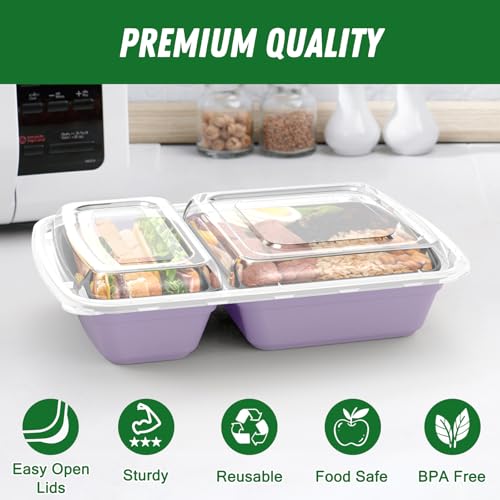 50 Pack 28 oz Meal Prep Containers with Lids 2 (Lilac)
