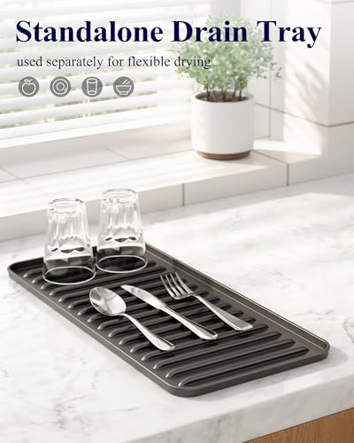Expandable Dish Rack for Kitchen Counter (Black / 14.0"-20.9" x 6.3" x 8.0")