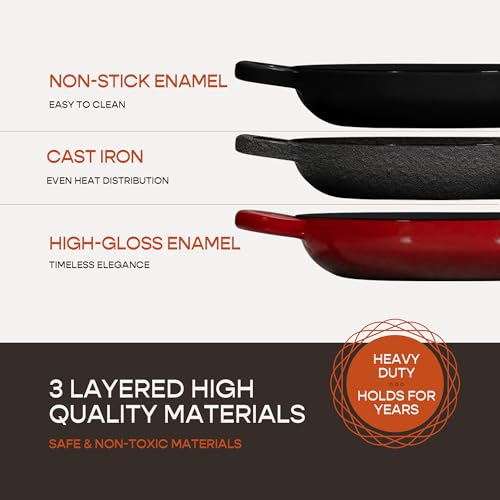 Enameled Cast Iron Dutch Oven for Sourdough Bread Baking (Red)