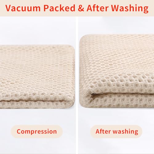 100% Cotton Waffle Weave Kitchen Dish Towels 8 (Beige / 13 X 28 - 8 Pack)