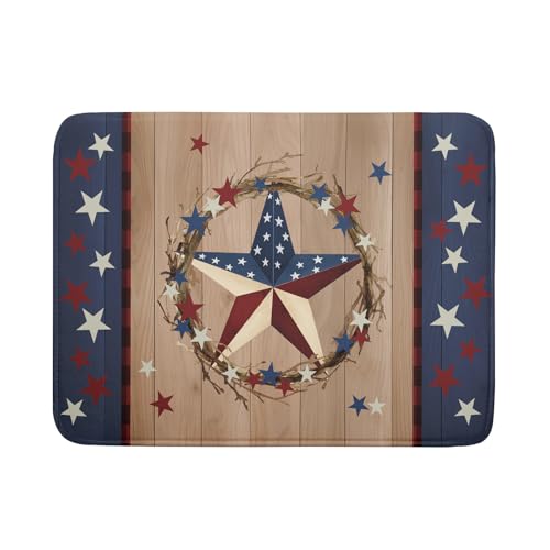 4th of July Dish Drying Mat for Kitchen Counter Patriotic Farmhouse Rustic Microfiber Absorbent Dish Draining Reusable Washable Foldable Extra Large 18"x24" (24" x 18")