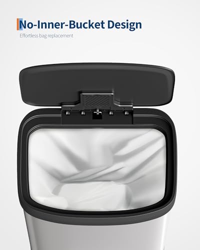 16 gal 60 L Metal Trash Can with Lid (White / 15.8 Gallons)