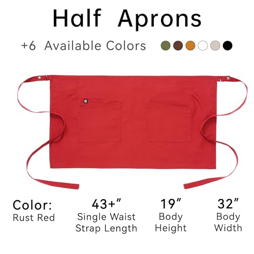 Waist Apron for Men Server Bistro Half 4251BY (1 Pack / Rust Red)