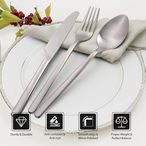 40 Piece Silverware Set (40 Piece / Matte Silver)