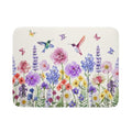 Hummingbird Flower Dish Drying Mat 18x24 inch Watercolor Spring Herb Floral Dish Drainer Mats Wildflower Plant Reversible Microfiber Dish Drying Pad for Kitchen Countertop Large Decor (24" x 18")