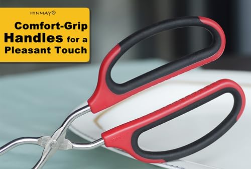 12" 16" Extra Long Stainless Steel Kitchen Scissor Tongs Set (Red / 12" 16")