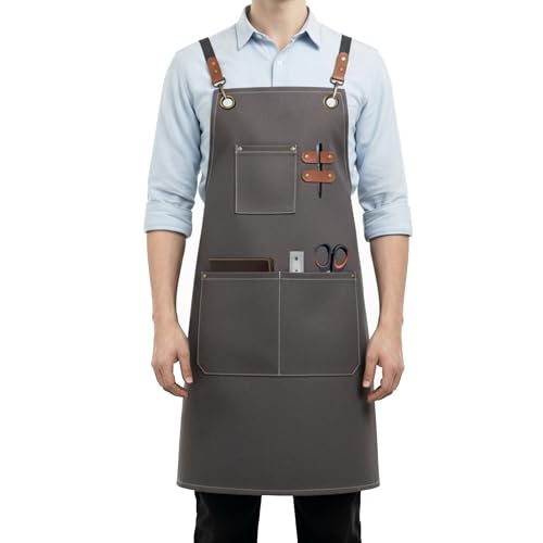 Aprons for Men Women with 3 Pockets (Charcoal Grey)