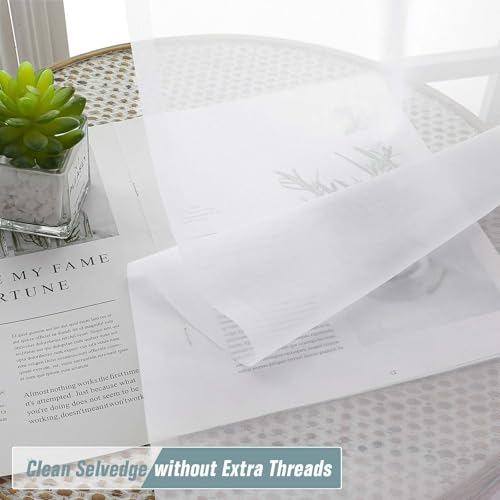 White Sheer Curtains 216 Inches Long (42"W x 216"L (Pack of 2) / White)