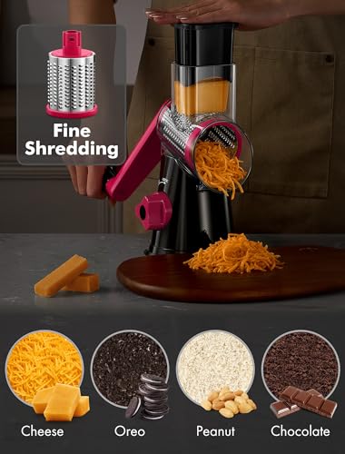 Cheese Grater Hand Crank (Black+Rosy / 3 Blades)
