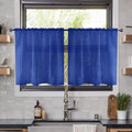Solid Sheer Rod Pocket Curtain Voile Draperies 2 Panels White Beige Black Ivory Coffee 26 Inch Width 40 Inch Long 1 Pair for Kitchen Bedroom Children Living Room Yard (Blue Sapphire / 26"W x 40"L (Pack of 2))