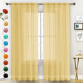 Basic Rod Pocket Sheer Voile Window Curtain Panels Gold 1 Pair 2 Panels 52 Width 63 Inch Long for Kitchen Bedroom Children Living Room Yard（Gold (Gold / 52"W x 63"L (Pack of 2))