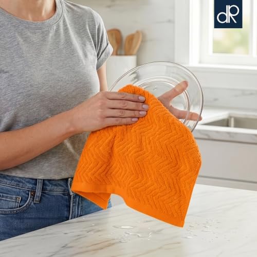 100% Cotton Kitchen Towels 15x25 in (Orange)