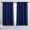 Small Window Curtains 45 inches Length for Kitchen Cafe Bathroom (Marine Blue / 42"W x 45"L (Pack of 2))