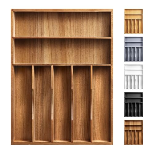 Kitchen Acacia Silverware Organizer (7 Slots / Acacia)