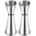 2Pcs Double Cocktail Jigger for Bartending (Rolled Edge-1oz/2oz-2PC / Silver)