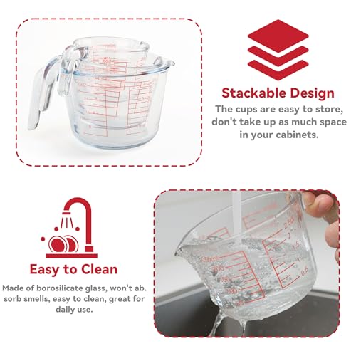 6 Pcs Glass Measuring Cups (Extra Large)