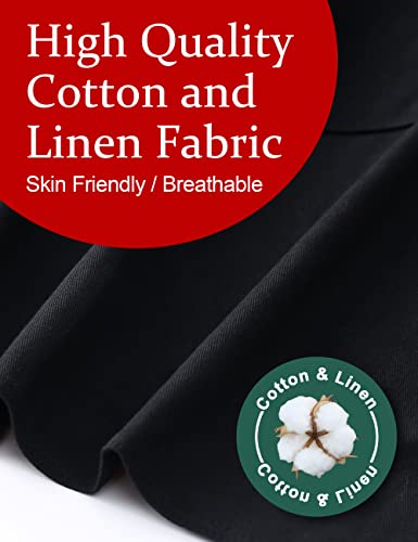 Cozy Adjustable Cross Back Aprons for Women with Pockets Cotton Linen Cooking Kitchen Baking Black (Black)