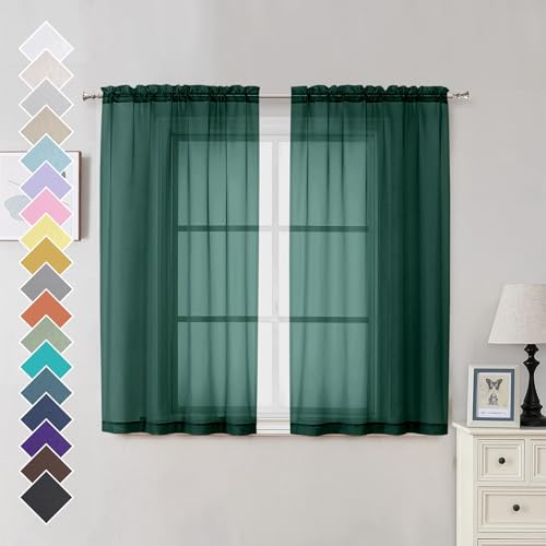 Hunter Green Sheer Curtains 54 Inches Long 2 Panels (Hunter Green / 42"W x 54"L (Pack of 2))