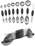 Stainless Steel 8 Magnetic Measuring Spoons Set (Black / 2-Pack)