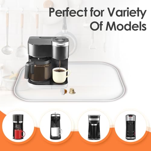 Silicone Coffee Maker Mat with Lip for Countertops (Translucent / 24'' x 16'')