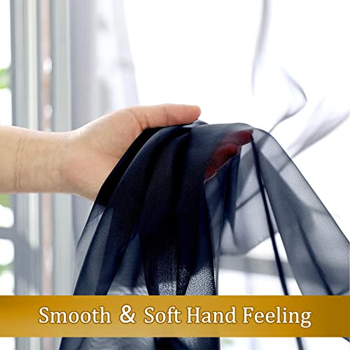 Aiyufneg Navy Blue Sheer Curtains 36 inches Long (40"W x 36"L (Pack of 2) / Navy Blue)