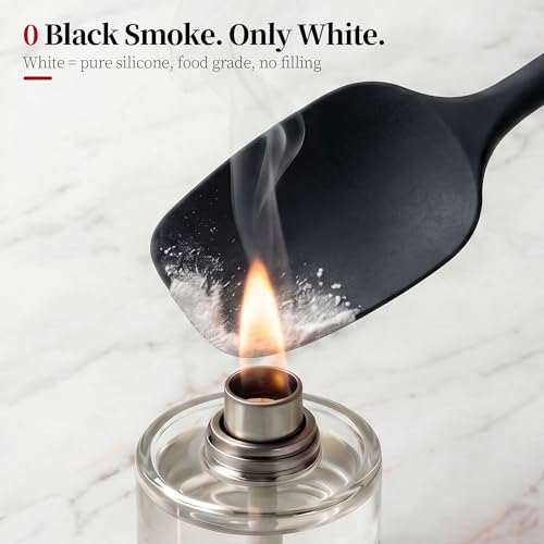 600ºF Heat Resistant Silicone Spoon Spatula for Cooking (Black / 11.34in - Spoon Spatula)