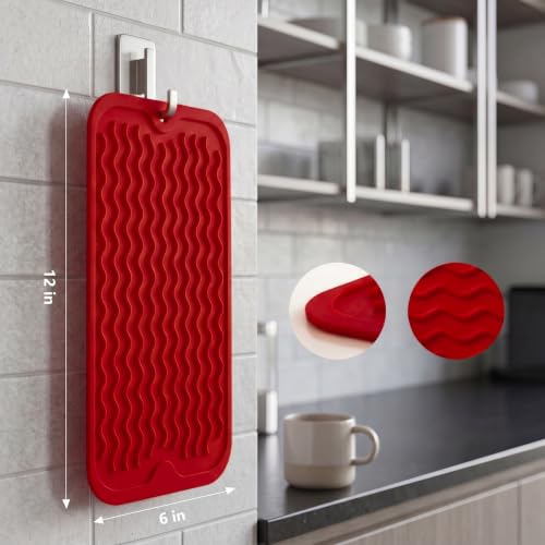 Silicone Dish Drying Mat for Multiple Usage (Red / 12"L x 6"W)