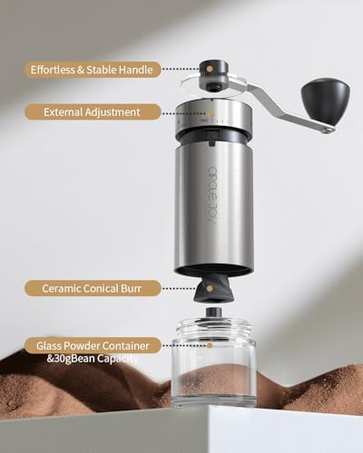 Manual Coffee Grinder with 40 External Adjustable Settings