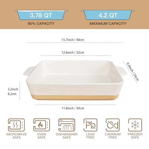 Casserole Dish for Oven (Khaki & White)
