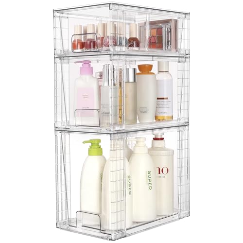 Clear Stackable Storage Drawers (2 Large+2 Medium+2 Small)