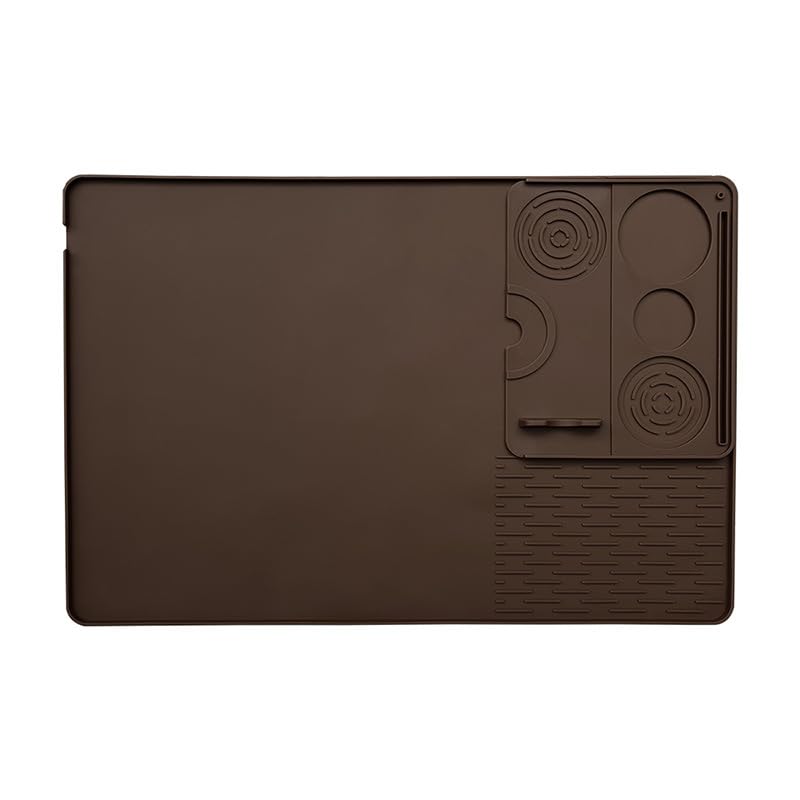 Silicone Coffee Mat (Brown Coffee Mat with Tamping Mat / 20" x 15")