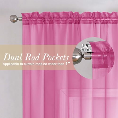 Hot Pink Sheer Curtains 78 Inches Long 2 Panels (Hot Pink / 42"W x 78"L (Pack of 2))