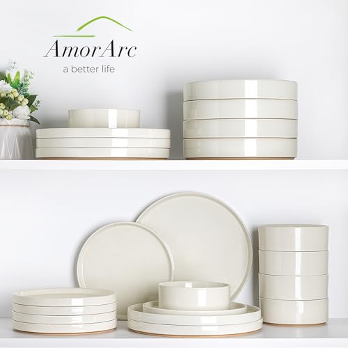 Stoneware Dinnerware Sets for 8 (Service for 8 / Modern-Beige)