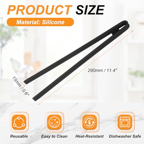 11.4" Silicone Toast Tongs (Black / 11.4")