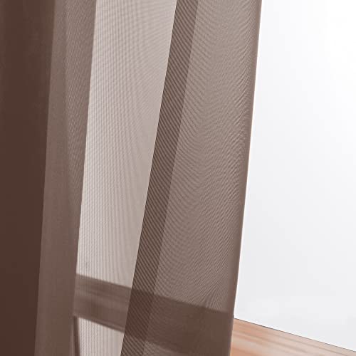 Chocolate Sheer Curtains 96 Inch Length (Chocolate / 42"W x 95"L (Pack of 2))
