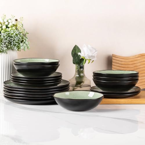 Ceramic Dinnerware Sets for 4 (Matte Olive Green / Service for 4)
