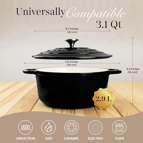 Cast Iron Pot with Lid (Black / 5-Quart - Deep)