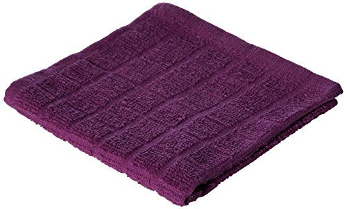 Basic Terry Collection Solid Windowpane Dishcloth Set (Eggplant / 12x12")