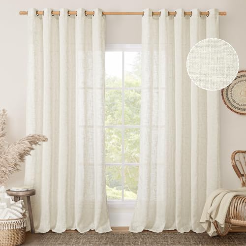 84 Inch Length Natural Linen Curtains for Living Room 2 Panels (60"W x 84"L (Pack of 2) / Natural)