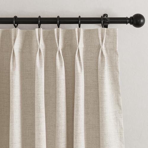 100% Blackout Pinch Pleated Linen Curtains (Warm Sand / 40"W x 84"L (Pack of 2))