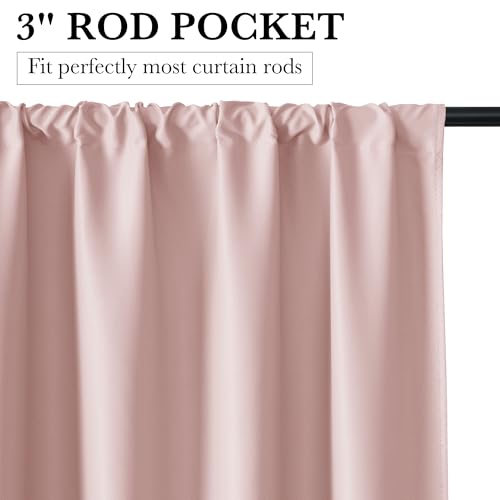 100% Blackout Short Curtains for Small Window (100% Blackout - Baby Pink / 34"W x 48"L (Pack of 2))