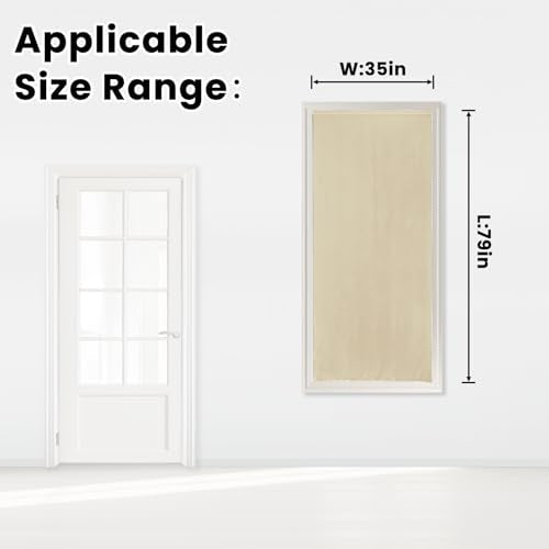 Self Adhesive Portable Blackout Curtains for Bedroom Easy to Install Window Thermal Lnsulated Kitchen Room Darkening Small Window Curtains (35"W x 79"L (Pack of 1) / Beige)