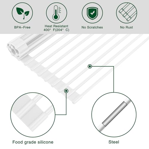Roll Up Dish Drying Rack (White / Rectangle: 17" x 13")
