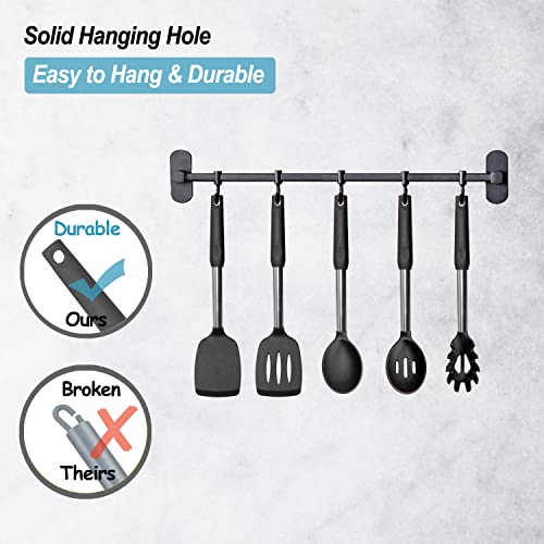 Silicone Spatula and Cooking Spoon (Black)