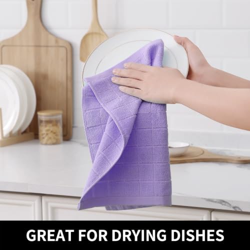 100% Cotton Terry Kitchen Dish Cloths (Lavender / 12 X 12 - 12 Pack)